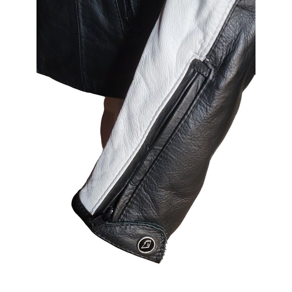 Z1R Nectar Womens LG Black White Leather Motorcycle Jacket Removable Pads Liner - Picture 5 of 14